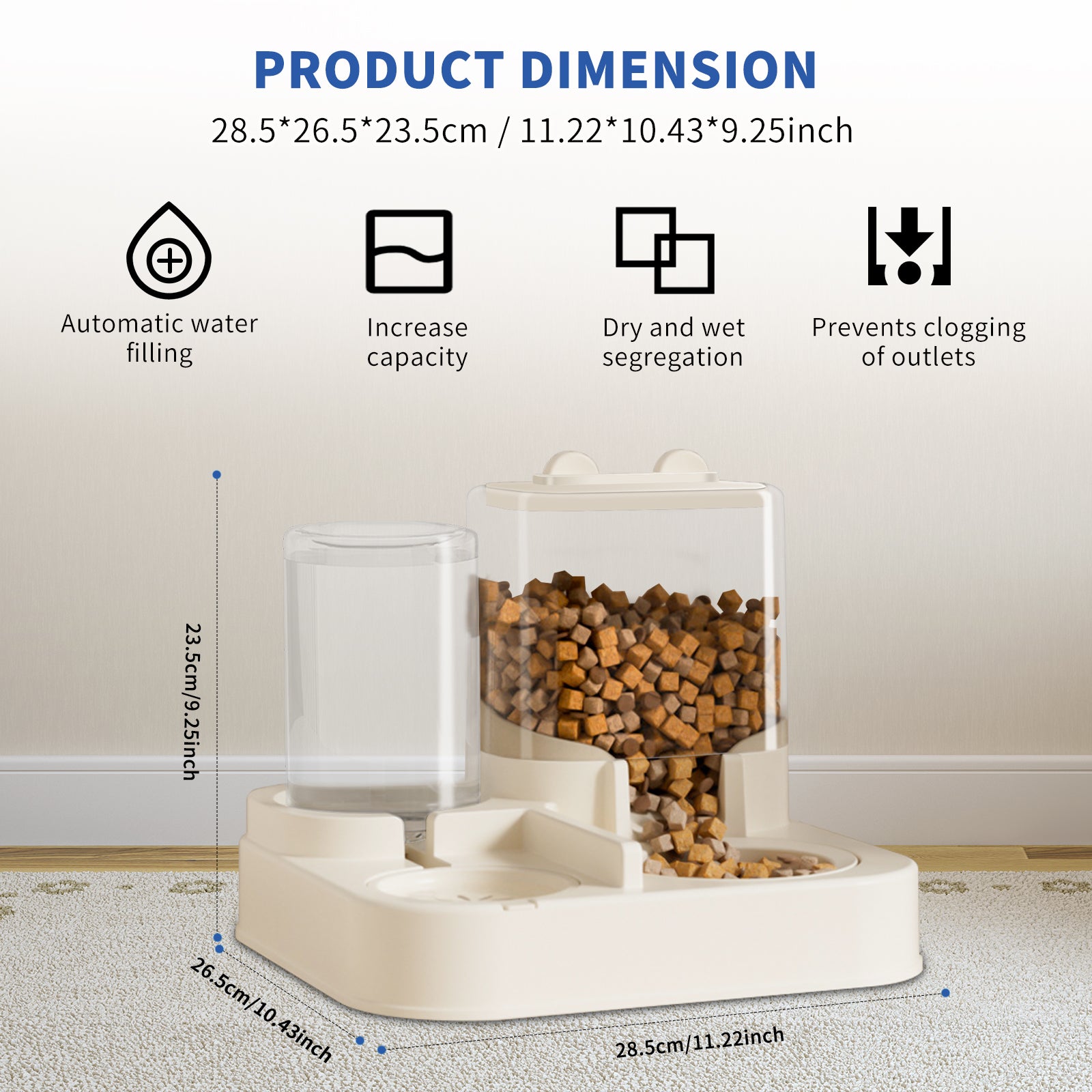 Transparent And Visible Pet Feeding And Drinking Dispenser.