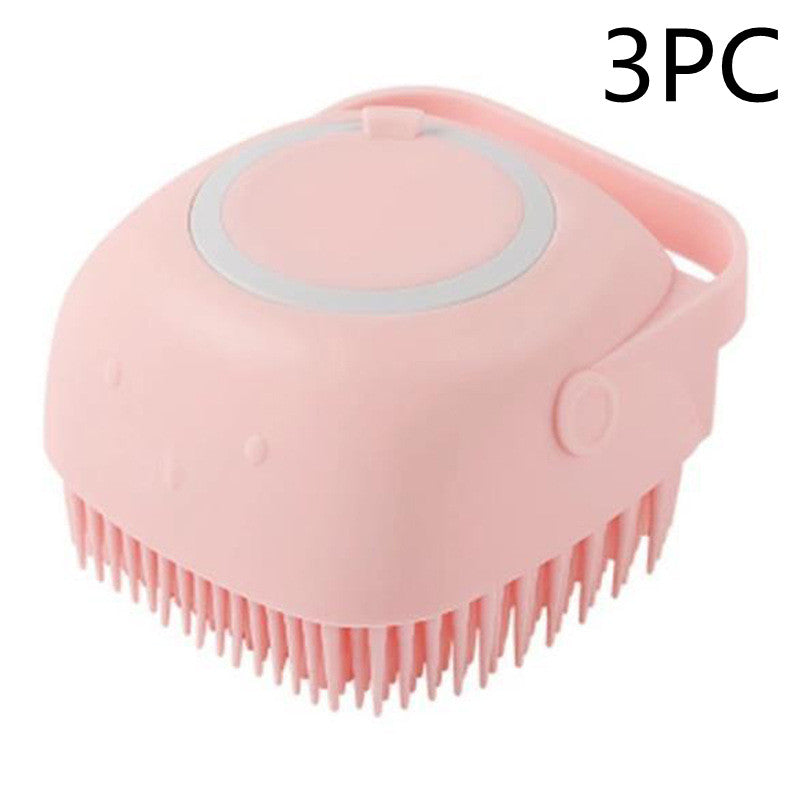 Silicone Dog Bath Massage Gloves Brush – Pet Cat Bathroom Cleaning Tool with Shampoo Dispenser
