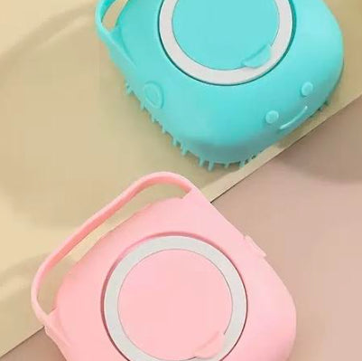 Silicone Dog Bath Massage Gloves Brush – Pet Cat Bathroom Cleaning Tool with Shampoo Dispenser