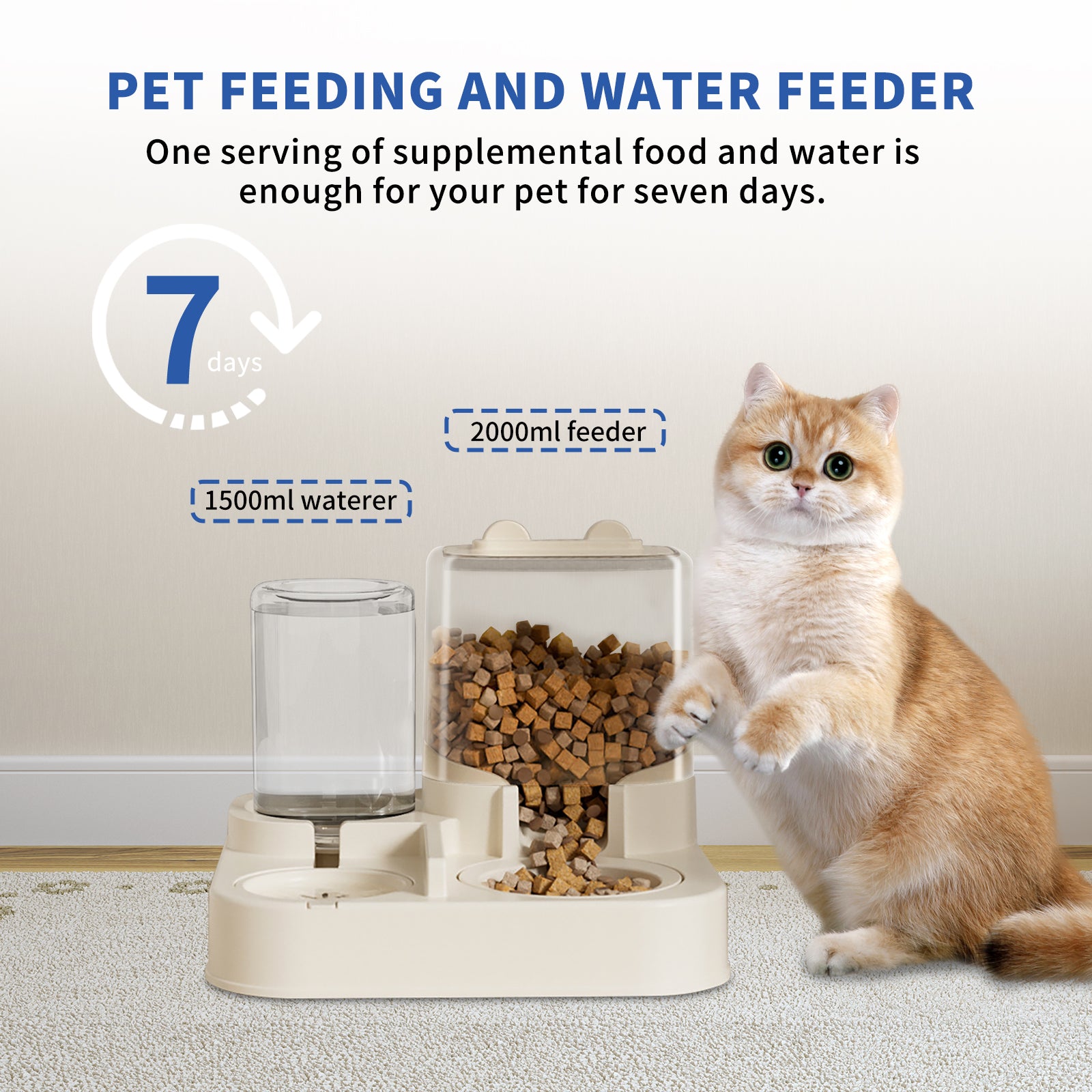 Transparent And Visible Pet Feeding And Drinking Dispenser.