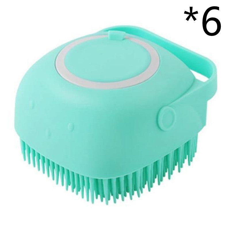 Silicone Dog Bath Massage Gloves Brush – Pet Cat Bathroom Cleaning Tool with Shampoo Dispenser