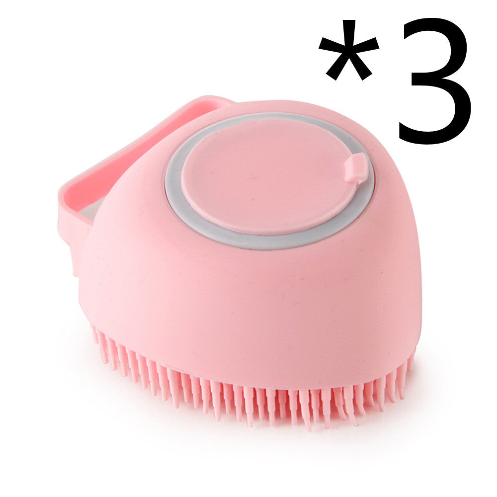 Silicone Dog Bath Massage Gloves Brush – Pet Cat Bathroom Cleaning Tool with Shampoo Dispenser
