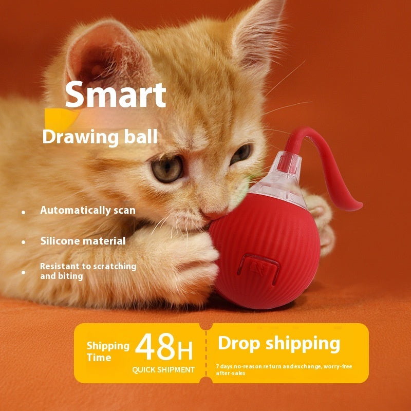 Interactive Smart Cat Toy Ball with Chirping Sound & Motion Sensor – Automatic Rolling Teaser Toy for Active Cats