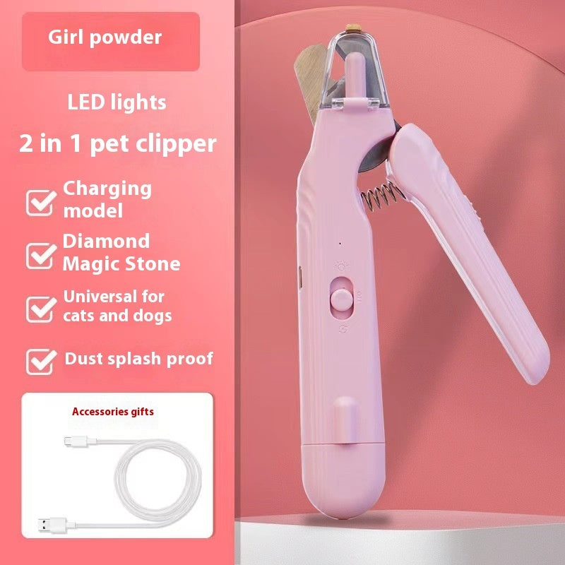 2 In 1 Pet Nail Clippers With Led Light Dog Cat Special.